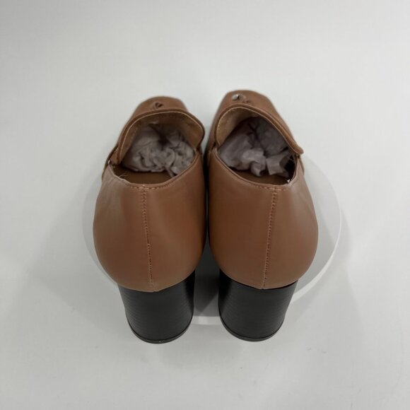Journee Collection Tan Block Heel Loafers Size 8 - Picture 5 of 10